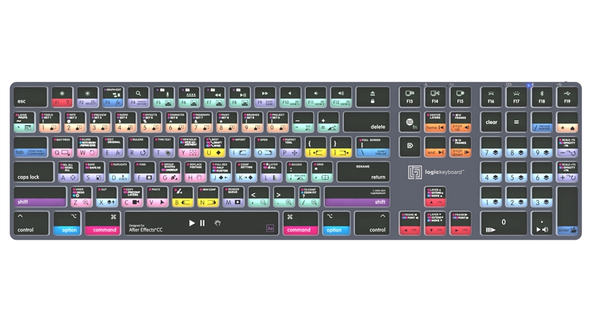  Logickeyboard Adobe After Effects CC TITAN Wireless Backlit Keyboard - Mac 